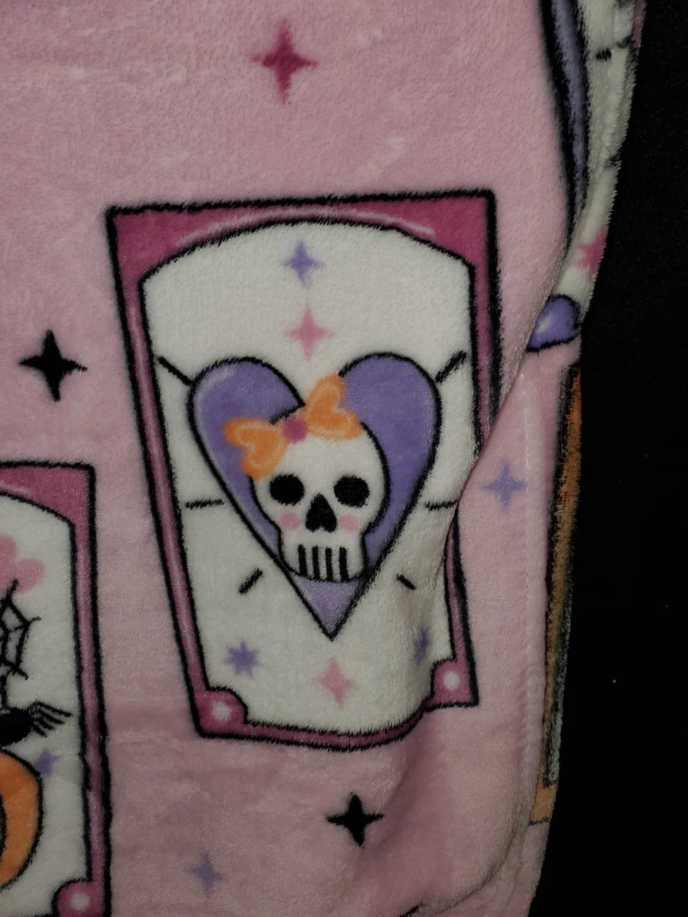 Betsey Johnson Pink Halloween Plush Throw with Purple and Orange Accents